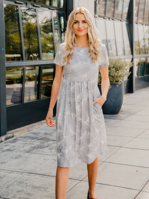 Palm Print Corryn Dress - Gray