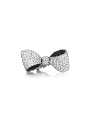 Bow White & Black Diamond Ring – Large