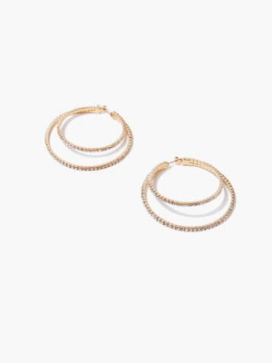 Rhinestone Dual-hoop Earrings