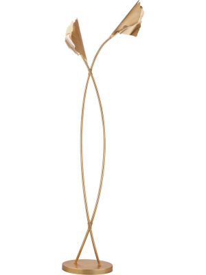 Mekhi Ginkgo Leaf Floor Lamp Gold Leaf