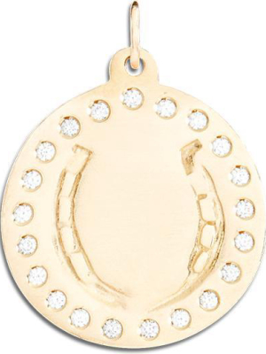 Large Horseshoe Disk Charm Pave Diamonds