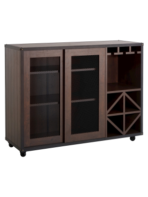 Carmelia Industrial Inspired Sliding Door Buffet Vintage Walnut - Homes: Inside + Out