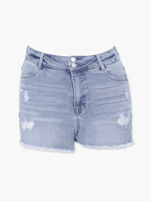 Plus Size Distressed Denim Shorts