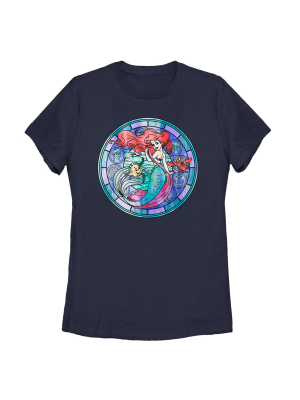 Women's The Little Mermaid Stained Glass T-shirt