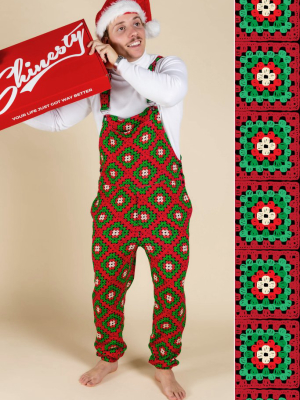 The Quilty Pleasure | Mens Red And Green Quilted Christmas Pajamaralls