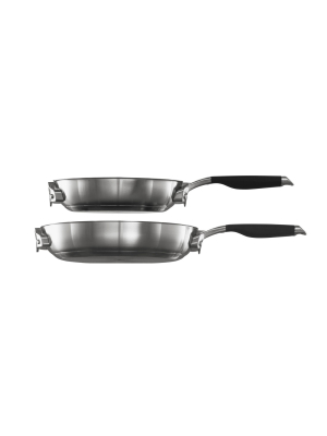 Select By Calphalon Stainless Steel Space Saving Fry Pan Set