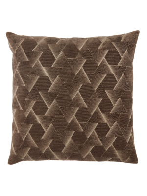 Jaipur Living Jacques Geometric Dark Taupe/ Silver Down Throw Pillow 22 Inch