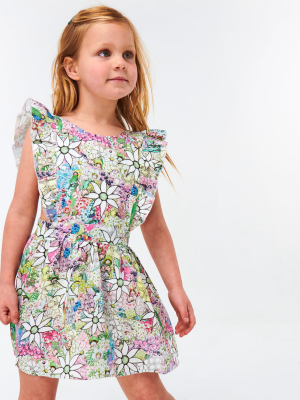 Flora And Fauna Linen Frill Party Dress