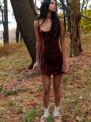 Uo Mira Velvet Asymmetrical Mini Dress