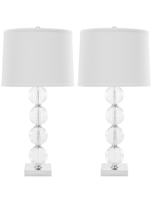 (set Of 2) 31" Amanda Crystal Glass Globe Lamp Clear (includes Cfl Light Bulb) - Safavieh