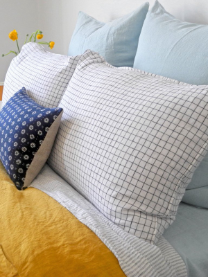 Linen Standard Pillowcase, Black Check