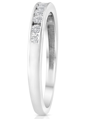 Pompeii3 1/4 Ct Diamond Channel Set Wedding Ring 10k White Gold