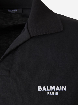 Balmain Flocked Logo Polo Shirt