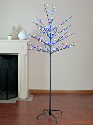 Northlight 6' Pre-lit Cherry Blossom Flower Artificial Tree - Multicolor Led Lights