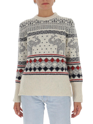 Thom Browne Elephant Intarsia Knitted Sweater