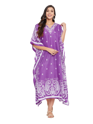 Women Polyester Kaftan Long Maxi Dress - Plus