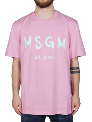 Msgm Logo Printed Crewneck T-shirt