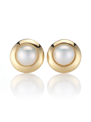 Mabé White Pearl & Gold Earrings