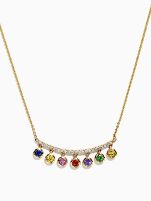 Effy Watercolors 14k Gold Multi Sapphire  & Diamond Necklace, 0.95 Tcw