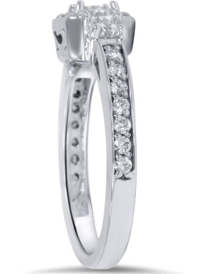 Pompeii3 1 1/4ct Diamond Cushion Halo Ring 14k White Gold