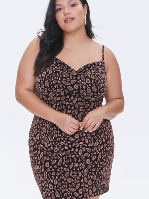 Plus Size Leopard Print Mini Dress