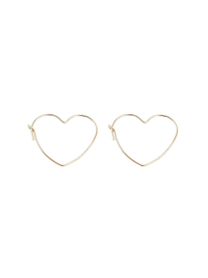 Heart Outline Wire Hoop Earrings