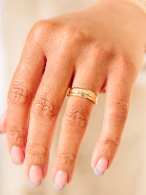 14k Thick Band Diamond Baguette Ring