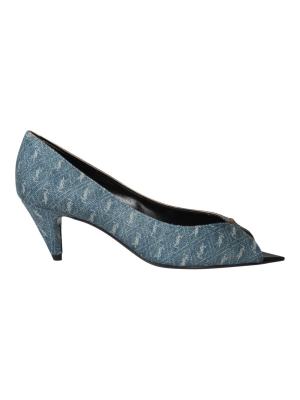 Saint Laurent Lola Monogram Denim Pumps