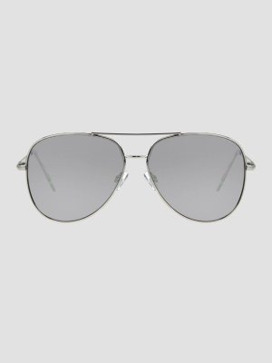 Women's Aviator Metal Sunglasses - A New Day™ Silver