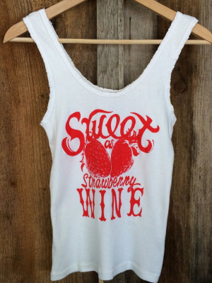 Sweet As Strawberry Wine Lace Tank White/red