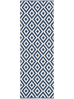 Montauk Rhombus Navy/ivory Runner Rug