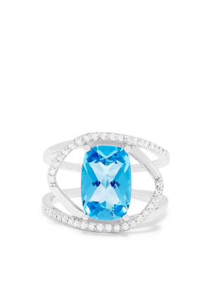 Effy 14k White Gold Blue Topaz And Diamond Ring, 4.51 Tcw