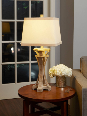 29" Meredith Weathered Finish Silverwood Table Lamp (includes Cfl Light Bulb) White - Decor Therapy