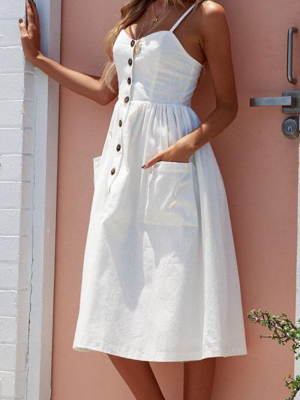 Holiday Shirred Spaghetti Beach Midi Dress