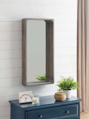 32" X 15.75" Shadow Box Wall Mirror White Wash Wood - Danya B.