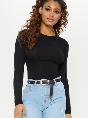 Tall Black Basic Long Sleeve Top