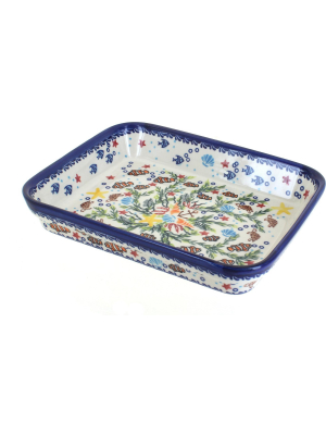 Blue Rose Polish Pottery Atlantis Medium Rectangular Baker