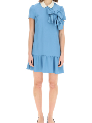 Redvalentino Collar Detail Crepe Envers Mini Dress