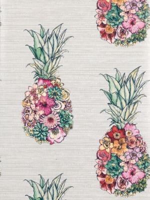 Sample Ananas Wallpaper In Multi-color From The Deya Collection By Matthew Williamson