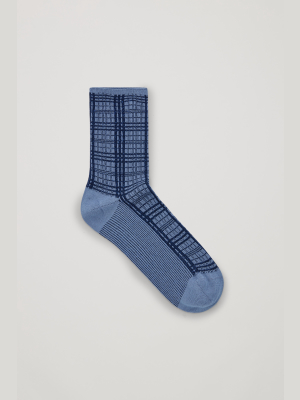 Metallic Checked Socks