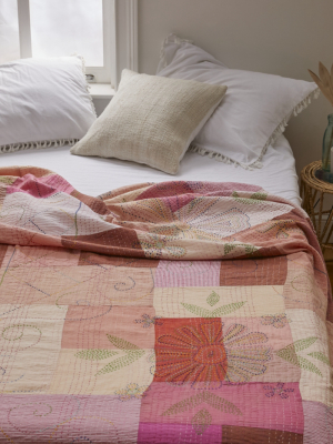 Urban Renewal Embroidered Handkerchief Kantha Quilt