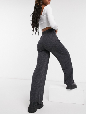 Only Jersey Wide Leg Pants In Gray