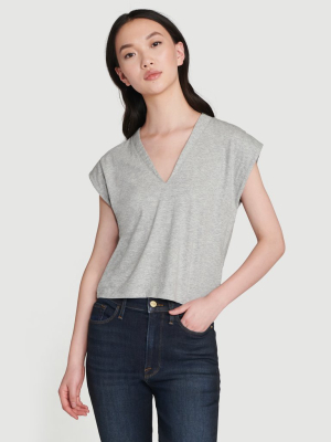 Le High Rise V Neck Tee -- Gris Heather