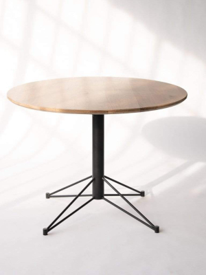 Mast Round Dining Table With White Oak And Black Base