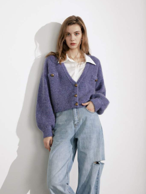 Elsie Purple Oversized Cardigan