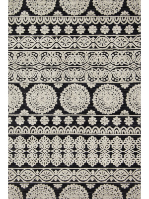 Lotus Black Silver Rug