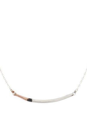 Mini Tri-toned Silver, Oxidized & Yellow Gold Arc Necklace