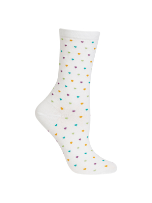 Womens Pin Dot Heart Socks