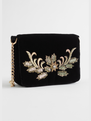 Beaded Velvet Crossbody Bag