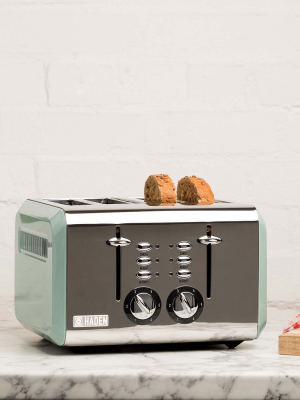 Haden Cotswold 4-slice Wide Slot Stainless Steel Body Countertop Retro Toaster With Adjustable Browning Control, Sage Green